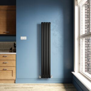 Elegant - Black Designer Radiator 272 x 1600 mm Flat Single Panel Vertical Central Heating Radiator