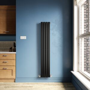 Elegant - Black Designer Radiator 272 x 1600 mm Flat Double Panel Vertical Central Heating Radiator