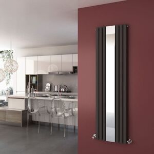 Elegant - Central Heating Radiator 1800 x 500mm Vertical Anthracite Oval Column Panel Heating with Mirror