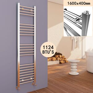 ELEGANT Chrome Heated Towel Rail Straight Designer Bathroom Radiator (1600x400mm)