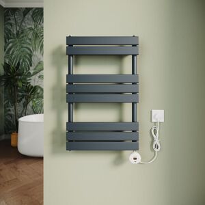 Elegant - Electric Heated Towel Rail Smart WiFi Thermostatic Dryer Flat Panel Wall Mounted Warmer 400W Anthracite 800x500mm