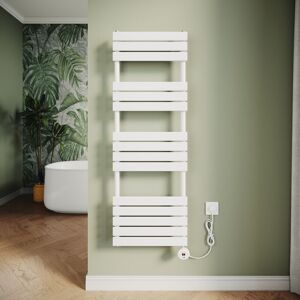 Elegant - Electric Heated Towel Rail Smart WiFi Thermostatic Dryer Flat Panel Wall Mounted Warmer 800W White 1450x500mm