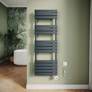 Elegant - Electric Heated Towel Rail Smart WiFi Thermostatic Dryer Flat Panel Wall Mounted Warmer 800W Anthracite 1450x500mm