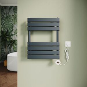 Elegant - Electric Heated Towel Rail Smart WiFi Thermostatic Dryer Flat Panel Wall Mounted Warmer 400W Anthracite 650x400mm