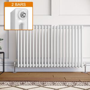 Elegant - Horizontal Column Radiator White Radiator Cast Iron Radiator Column Radiator Rads with Valves 600 x 988 mm