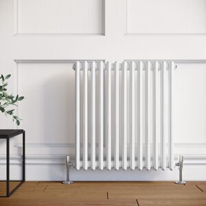 Elegant - Horizontal Column Radiator White Radiator Cast Iron Radiator Column Radiator Rads with Valves 600 x 592 mm