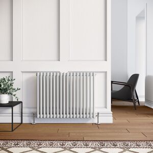 ELEGANT Horizontal Column Radiator White Radiator Cast Iron Radiator Column Radiator Rads with Valves 600 x 812 mm