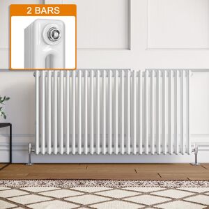 Elegant - Horizontal Column Radiator White Radiator Cast Iron Radiator Column Radiator Rads with Valves 600 x 1164 mm