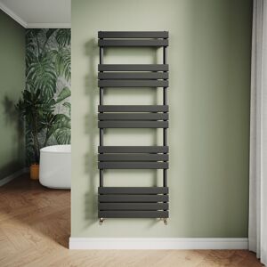 Elegant - Modern Central Heating Towel Radiator Bathroom Flat Panel Heated Towel Rail 1600x600mm Black