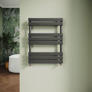 Elegant - Modern Central Heating Towel Radiator Bathroom Flat Panel Heated Towel Rail 800x600mm Black