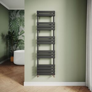 ELEGANT Modern Central Heating Towel Radiator Bathroom Flat Panel Heated Towel Rail 1600x450mm Black