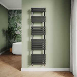 Elegant - Modern Central Heating Towel Radiator Bathroom Flat Panel Heated Towel Rail 1800x450mm Black