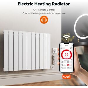 ELEGANT Smart WiFi Thermostatic Electric Radiator Flat Panel White Wall Mounted Heater No Plumbing 800W 630x832mm