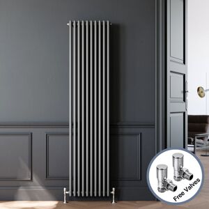 Elegant - Traditional Column Radiator Cast Iron Style Radiator Vertical Radiator 1800 Anthracite Triple Column Radiator Rads 1800 x 470 mm with Valves