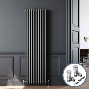 Elegant - Traditional Column Radiator Cast Iron Style Radiator Vertical Radiator 1800 Anthracite Triple Column Radiator Rads 1800 x 560 mm with Valves