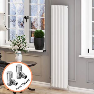 Elegant - Traditional Column Radiator Cast Iron Style Radiator Vertical Radiator 1800 White Triple Column Radiator Rads with Valves 1800x465mm
