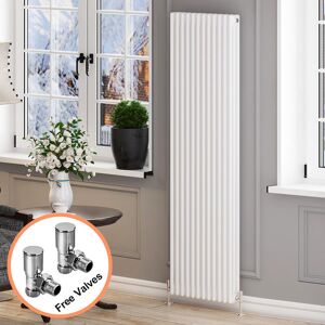 Elegant - Traditional Column Radiator Cast Iron Style Radiator Vertical Radiator 1800 White Triple Column Radiator Rads with Valves 1800x550mm