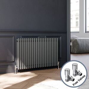 ELEGANT Traditional Horizontal Radiator Anthracite Triple Column Radiator Central Heating Column Rads 600 x 1010 mm with Valves