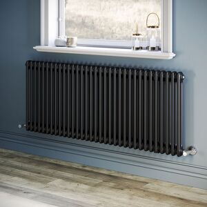 Elegant - Traditional Radiator Black Central Heating Horizontal Radiator Mild Steel Double Panel Radiator 600 x 1505mm