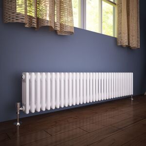 Elegant - Traditional Radiator White 300 x 1505 mm Designer Horizontal Column Radiator Cast Iron Style Triple Rads