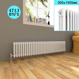 Elegant - Traditional Radiator White 300 x 1505 mm Rads Designer Horizontal Column Radiator Cast Iron Style Triple Rads