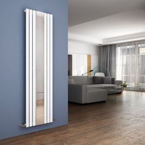 Elegant - Central Heating Radiator 1800 x 500mm Vertical White Oval Column Panel Heating with Mirror