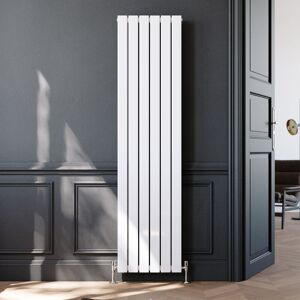 Elegant - Vertical Flat Column Designer Radiator Wall/Floor Mounted Central Heating Rad 1800x452mm White Flat Double Panel Radiator