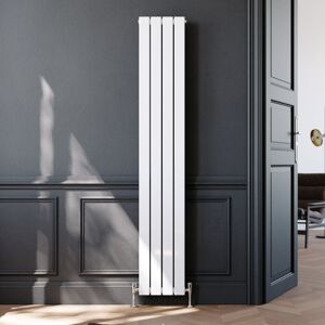 ELEGANT Vertical Flat Column Designer Radiator Wall/Floor Mounted Central Heating Rad 1800x300mm White Flat Double Panel Radiator