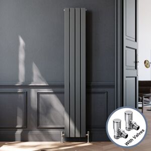 Elegant - Vertical Flat Column Designer Radiator Wall/Floor Mounted Central Heating Rad 1800x300mm Anthracite Flat Double Panel Radiator + Modern