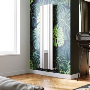 Elegant - Vertical Column Designer Radiator White Oval Single Panel Rad 1800 x 500mm with Mirror