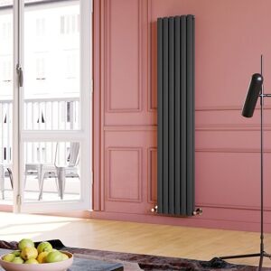 Elegant - Vertical Radiator 1800 x 354mm Double Panel Designer Anthracite Oval Column Heating Rad