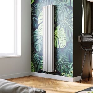 Elegant - Vertical Radiator 1800 x 354mm Double Panel Designer White Oval Column Heating Rad