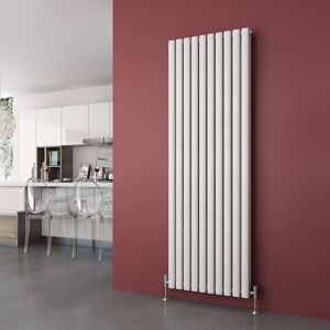 ELEGANT Vertical Radiator 1800 x 590mm Double Panel Designer White Oval Column Heating Rad