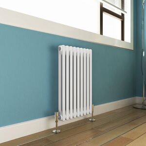 Elegant - White 600 x 420 mm Traditional Radiator Cast Iron Style Horizontal Radiator White Double Efficient Column Radiators + Anthracite