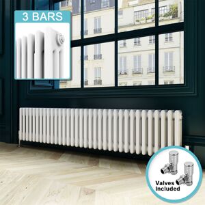 Elegant - Cast Iron Radiator Horizontal Radiator Traditional Triple Column Radiator Rads with Valves 300 x 1505 mm