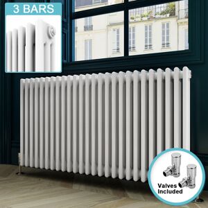 Elegant - Cast Iron Radiator Horizontal Radiator Traditional Triple Column Radiator Rads with Valves 600 x 1177 mm
