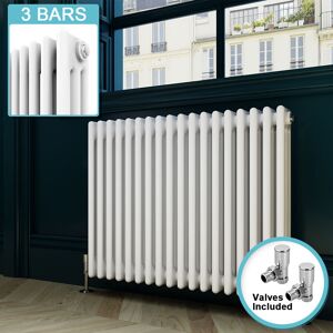 Elegant - Cast Iron Radiator Horizontal Radiator Traditional Triple Column Radiator Rads with Valves 600 x 821 mm
