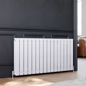 ELEGANT Horizontal Designer Radiator Flat Panel 600 x 1216 mm White Double Heater