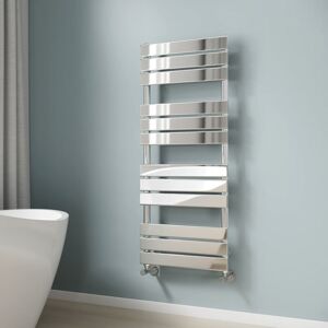 Chrome Bathroom Flat Panel Heated Towel Rail Radiator Central Heating Towel Rails Radiator Ladder 1200x500mm - Emke