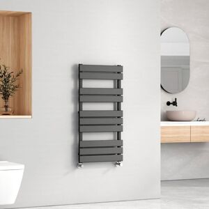 EMKE Central Heating Towel Rails Black Flat Panel Heated Towel Rail Radiator Ladder for Bathroom Kitchen 1000 x 500 mm
