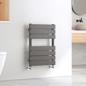 EMKE Central Heating Towel Rails Anthracite Flat Panel Heated Towel Rail Radiator Ladder for Bathroom Kitchen 650 x 450 mm