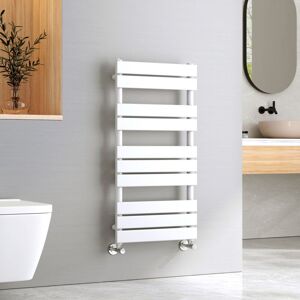 Bathroom Ladder Radiator White Flat Panel Heated Towel Rail Central Heating Towel Rails 1000 x 500 mm - Emke