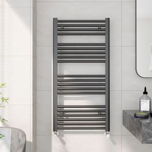 EMKE Heated Towel Rail Radiator Straight Central Heating Towel Rails Towel Warmer 1000x500mm Suitable for 5m², Black