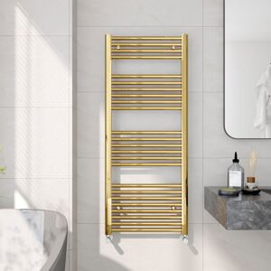 Heated Towel Rail Radiator Straight Central Heating Towel Rails Towel Warmer 1200x500mm Suitable for 6m², Gold - Emke
