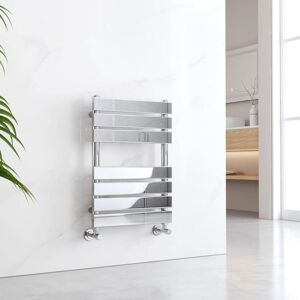EMKE Chrome Flat Panel Heated Towel Rail Central Heating Radiators for Bathroom Kitchen 650 x 450 mm Towel Radiator