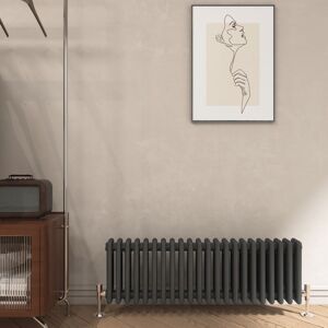 Traditional Cast Iron Style Anthracite 3 Column Horizontal Radiator Central Heating, 300mmx1010mm - Emke