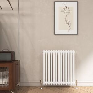 Emke - Traditional White Horizontal Cast Iron Radiator Double Column Central Heating Space Saving Radiator, 600x600mm