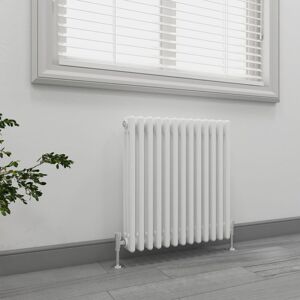 White Designer Radiator Horizontal Traditional Cast Iron Style Radiator 3 Column 600x600mm - Emke