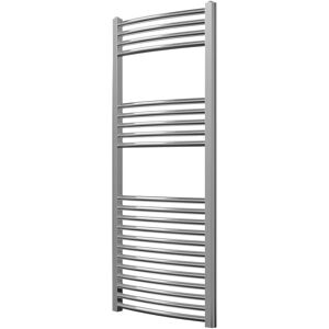 Greenedhouse - Extra High Heat Output Chrome Central Heating Towel Rail 600 x 1200mm Curved Bathroom Radiator Heater