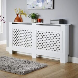 Home Source - Extra Large White Radiator Cover mdf Wooden Home Decor Modern Furniture Design